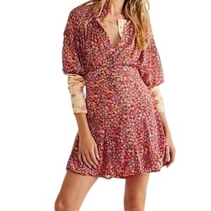 Floral Wrap Mini Dress in Rose Multi